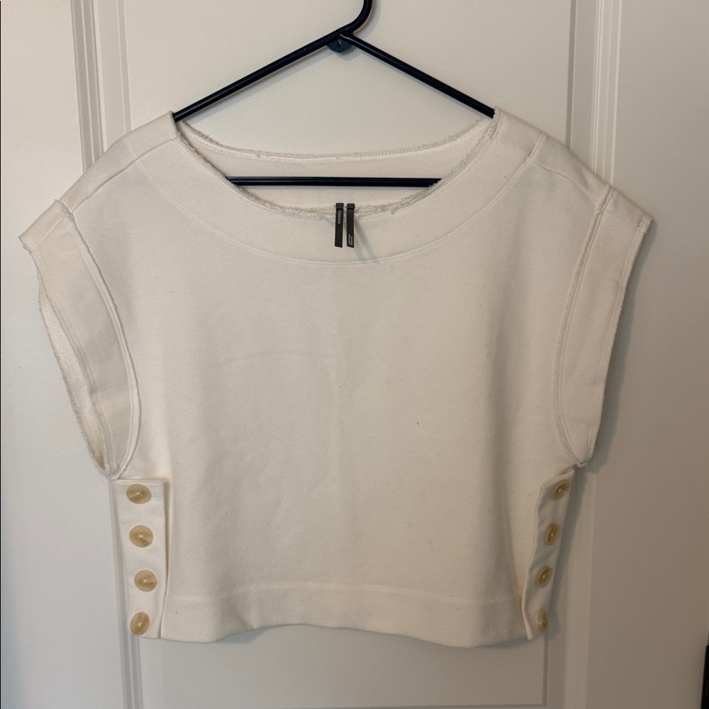 Anthropologie White Button-Detail Women's Top